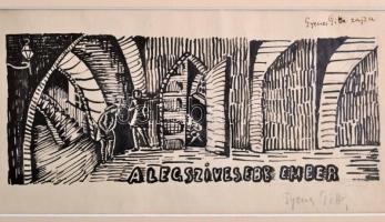 Gyenes Gitta (1888 - 1960) Illusztráció. Tus, papír, jelzett, 12×28 cm