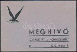 1942 Meghívó a Turul Szövetség Tinódi B.E. által rendezett cigaretta estre