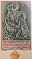 1938 Eucharisztikus Kongresszus emléklap. Légrády Sándor grafikájával. Pecsétbélyeggel, üvegezett keretben 27x38 cm