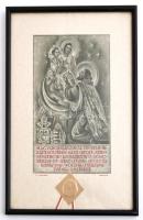 1938 Eucharisztikus Kongresszus emléklap. Légrády Sándor grafikájával. Pecsétbélyeggel, üvegezett ke...