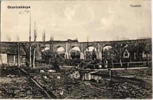 Oravicabánya, Oravita; Viadukt gőzmozdonnyal / railway bridge with locomotive, viaduct