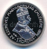DN " Magyarok Kincstára - Milleniumi 1 korona" ezüstözött Cu ötvözet emlékérem tanúsítvánn...