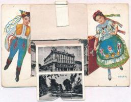 Győr, népviseletes folklór hiányos leporellólap s: Bernáth