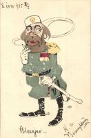 Alexejev (Alekseyev). Barcsay Adorján levele / Caricature of a Russian military officer of the Russo-Japanese War, D&C.B. Serie 2237. artist signed