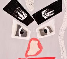 Czibor Ildikó (1969- ): Kőarc, vegyes technika, farost, jelzett, 70×50 cm