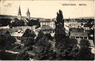 1916 Szászváros, Broos, Orastie; látkép az Evangélikus templommal. Kiadja a Szászvárosi Könyvnyomda / general view with Lutheran church (EK)