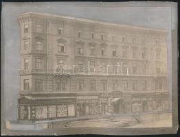 cca 1910 Budapest, Bécsi utca 2., kartonra ragasztott, retusált fotó, 18×24 cm