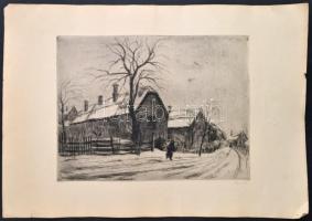 Élesdy István (1912-1987): Havasi utcarészlet. Rézkarc, papír, jelzett, 29×39 cm