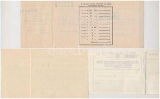 6db magyar csekk, közte "A Pesti Magyar Kereskedelmi Bank", "A Magyar Nemzeti Bank&qu...