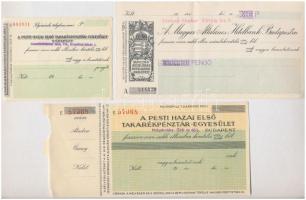 6db magyar csekk, közte "A Pesti Magyar Kereskedelmi Bank", "A Magyar Nemzeti Bank&qu...