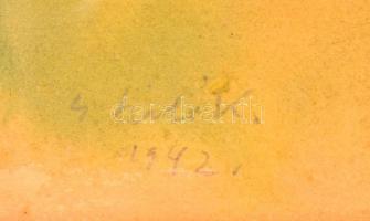 Gáborjáni Szabó Kálmán (1897-1955): Csónak a Tiszán, akvarell, papír, jelzett, paszpartuban, üvegeze...