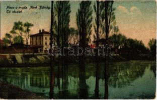 Érsekújvár, Nové Zámky; tó / pleso u madz / lake + 1938 Érsekújvár visszatért So. Stpl