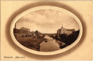 Temesvár, Timisoara; Béga folyó partja, híd / Bega riverside, bridge, river bank (EK)