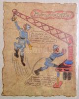 1982 Tűzoltó 60. születésnapjára összeállított egyedi album, benne tréfás képekkel, rajzokkal. Osztr...