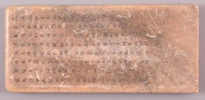 Kínai pecsétnyomó, faragott, feliratozott kő / Chinese seal maker. Stone. 13x6 cm