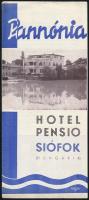 cca 1930 Siófok, Pannónia Hotel Pensio kihajtható négynyelvű képes reklámkiadványa, jó állapotban