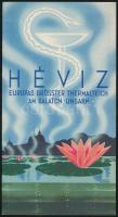 cca 1930 Hévíz, Dekoratív, képekkel gazdagon illusztrált német nyelvű kihajtható reklámkiadvány, Klösz Coloroffset, jó állapotban