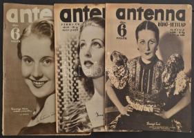 1938-1939 Antenna folyóirat 3 száma. A borítókon kis szakadásokkal.