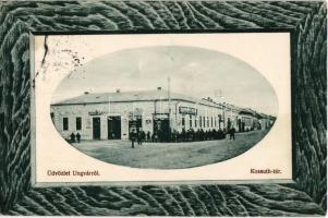 1911 Ungvár, Uzshorod, Uzhorod; Kossuth tér, Krausz Lipót, Riederman Dezső üzlete. Kiadja Perlman Etta 79. / square, shops (EB)