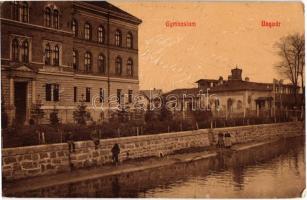 1908 Ungvár, Uzshorod, Uzhorod; Gymnasium / Gimnázium. W. L. (?) 418. / high school (felületi sérülés / surface damage)