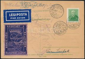 1936 Nemzetközi sporthét a Balatonon levélzáró légiposta levelezőlapon