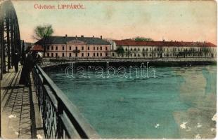 Lippa, Lipova; M. kir. főerdőhivatal, híd / forestry office, bridge