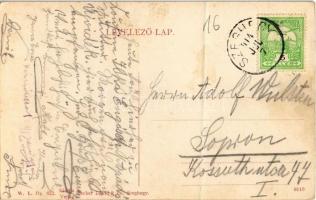 1914 Szeghegy, Sekic, Lovcenac; Haupt-Gasse mit der evang. Kirche / Fő utca, Evangélikus templom. W....