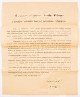 1896 Ferenc József levele hirdetmény formában az Ezredéves kiállítás lezárása után a kiálltás érdemeit méltatva 34x41 cm