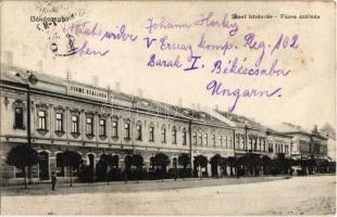 1915 Békéscsaba, Szent István tér, Fiume szálloda, Rosenthal testvérek utódai üzlete (Rb)