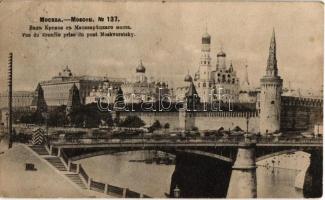 Moscow, Moskau, Moscou; Vue de Kremlin prise du pont Moskvaretsky / Kremlin, Moskva river, Ivan the Great Bell Tower, Dormition Cathedral (Usbensky Sobor). Phototypie Scherer, Nabholz & Co. (Rb)