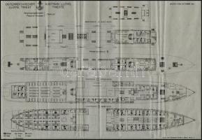 1907 Az Osterreichischer Lloyd Triest Thalia gőzösének fedélzeti rajza. 44x32 cm