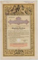 Ausztria / Bécs 1868. Államadóssági kötvény 50G-ről, bélyegzésekkel, szelvényekkel T:II