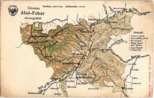 Alsó-Fehér vármegye térképe. Kiadja Károlyi Gy. / Comitatul Alba de Jos / Alsó-Fehér County map (r)