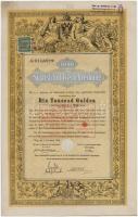 Ausztria / Bécs 1868. Államadóssági kötvény 100G-ről, bélyegzésekkel, bélyeggel, szelvényekkel T:II