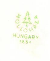 Hollóházi porcelán virágmintás bonbonier, kis tálka és kínáló, 3 db, matricás, jelzett