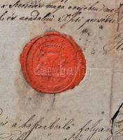 1834 Haszonbérleti szerződés az Esterházy uradalomban található földre, 8 db viaszpecséttel, erősen ...
