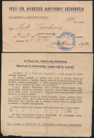 1929-1945 Pesti Izrealita Hitközség kórházainak 4 db irata, közte 3 db 1945-ös számlával