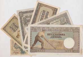 6db-os vegyes jugoszláv és szerb bankjegy tétel, közte Jugoszlávia 1946. 100D T:III,III-
6pcs of va...