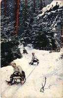 Téli sport, szánkózók / Wintersport / Winter Sport, sledding men (EK)