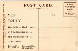 On the racquet. Racket sports. Hood's Sarsaparilla Pictorial Postcards Series No. 1. with Hood&...