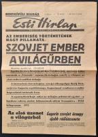 1961 Az Esti Hírlap politikai napilap rendkívüli kiadása, benne a szovjet ember a világűrben hírrel