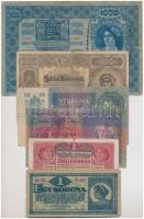 1904-1920. 6db-os vegyes magyar korona bankjegy tétel T:III,III-,IV