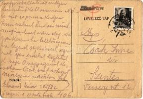 1944 Schumm. Sándor zsidó 105/32-es KMSZ (közérdekű munkaszolgálatos) levele Csák Imre úrnak a szegedi munkatáborból / WWII Letter of a Jewish labor serviceman from the labor camp of Szeged Judaica (fa)