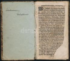cca 1766 Philipp Friedrich Sicherer heilbronni patikus brosúrája, bizonyos angliai gyógyszerek hatásairól. hn.,én., kn., 3 sztl. lev.+128 p. Német nyelven. Korabeli papírkötésben, kopott, kissé sérült papírkötésben, hiányzó címlappal, az első három lap sérült, hiányos, restaurált, hiányzó szennylapokkal.