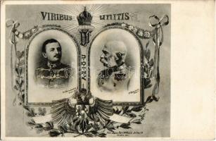 Viribus Unitis. Serie 4. Wiener Rotophot / Franz Joseph and Charles I of Austria. Art Nouveau floral s: Charles Scolik