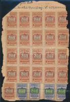 1946 Forgalmi adó könyv 3 lapja 94 db Budapest székesfővárosi forgalmi adó bélyeggel