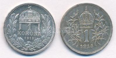 1915. 1K Ag "Ferenc József" + Ausztria 1915. 1 Korona Ag "Ferenc József" T:1-,2 ...