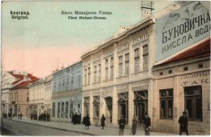 Belgrade, Fürst Michael Strasse, Bierhalle, Caffee / street view, Grand Hotel Paris, beer hall and cafe, Bukovickas shop
