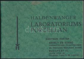 cca 1930-1940 Haldenwanger Laboratorium Porzellan. Nagybani raktár. Erdélyi és Szabó Laboratoriumi, Felszerelések és Precíziós Mérlegek Gyára. Árúkatalógus, 11 p.