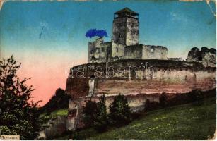 Trencsén, Trencín; vár. Gansel Lipót kiadása  / Trenciansky hrad / castle + "K. und k. Spitalszug No. XIV." (EK)